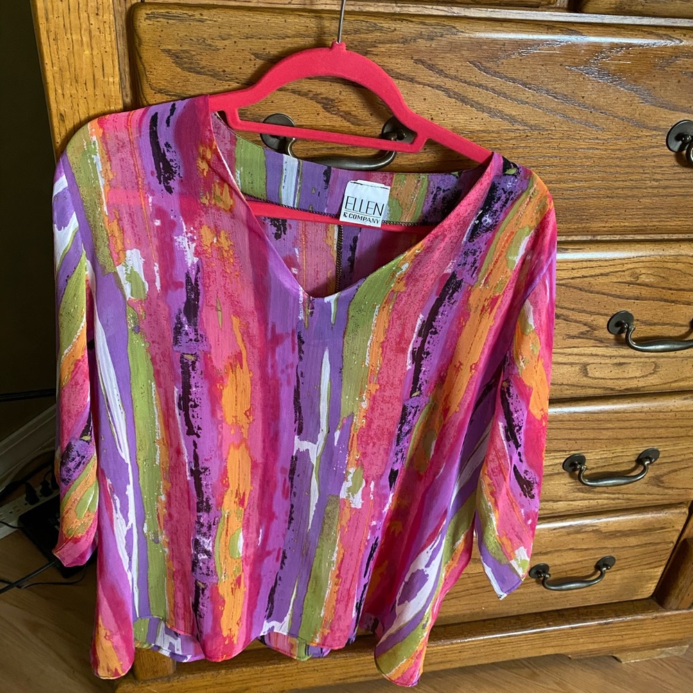 sheer, colorful tunic